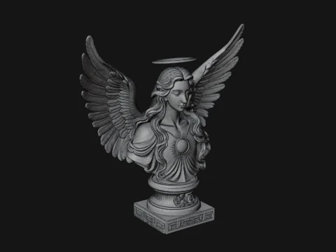 Winged Angel Woman Bust Statue Design 3 - 3D Print Model 3D Print Model
