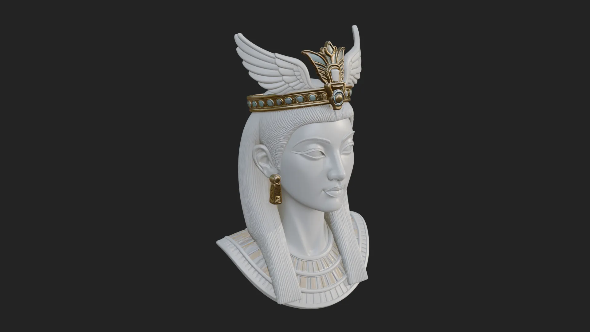 Winged Egyptian Goddess Bust Statue Design 4 - 3D Print Model 3D Print Model .c4d .max .obj .3ds .fbx .stl .blend