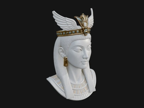 Winged Egyptian Goddess Bust Statue Design 4 - 3D Print Model 3D Print Model