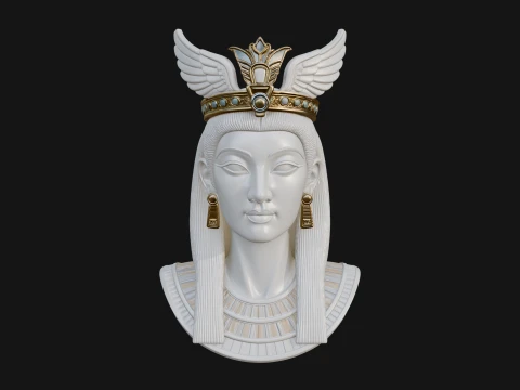 Winged Egyptian Goddess Bust Statue Design 4 - 3D Print Model 3D Print Model