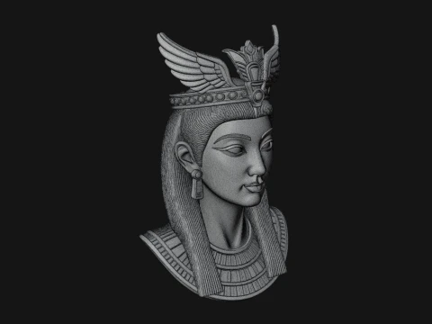 Winged Egyptian Goddess Bust Statue Design 4 - 3D Print Model 3D Print Model
