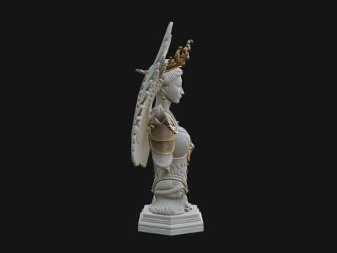 Crowned Winged Angel Bust Statue Design 9 - 3D Print Model 3D Print Model
