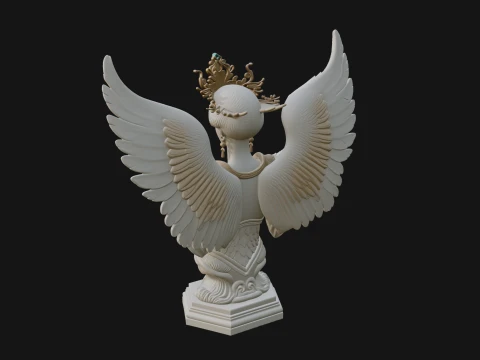 Crowned Winged Angel Bust Statue Design 9 - 3D Print Model 3D Print Model