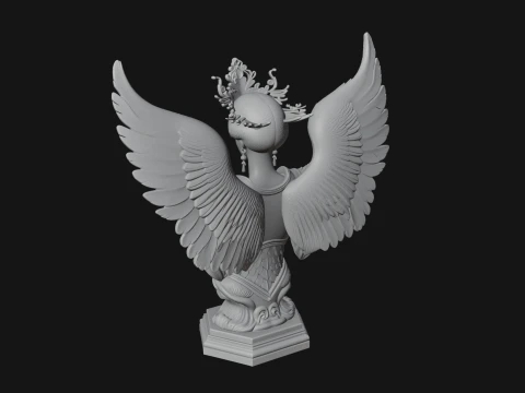 Crowned Winged Angel Bust Statue Design 9 - 3D Print Model 3D Print Model