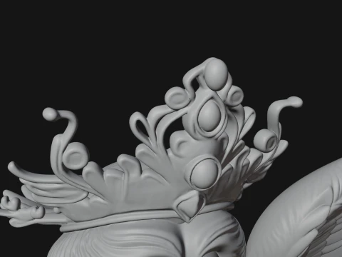 Crowned Winged Angel Bust Statue Design 9 - 3D Print Model 3D Print Model