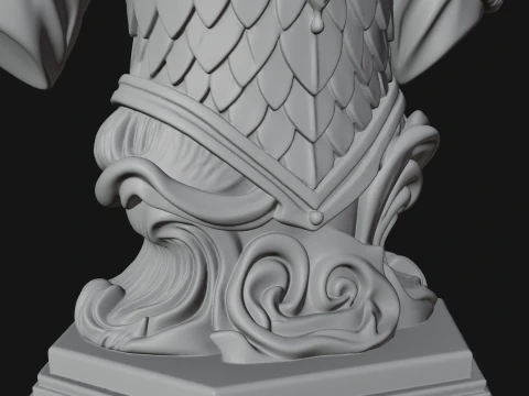 Crowned Winged Angel Bust Statue Design 9 - 3D Print Model 3D Print Model