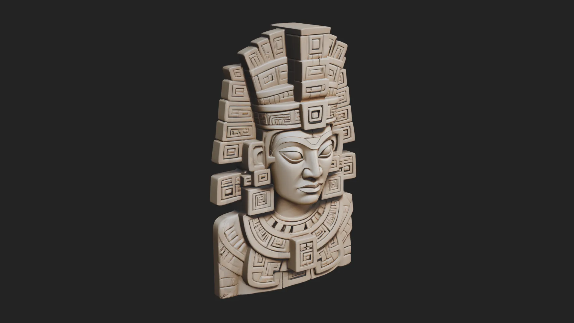 Aztec Warrior Bust Statue Design 5 - 3D Print Model 3D Print Model .c4d .max .obj .3ds .fbx .stl .blend