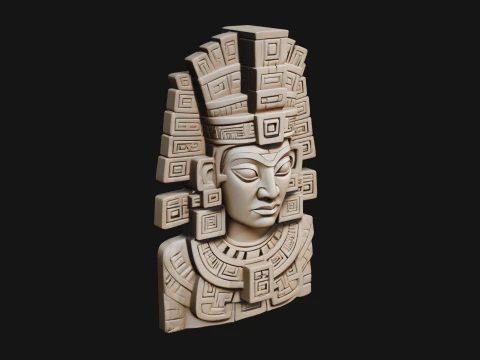 Aztec Warrior Bust Statue Design 5 - 3D Print Model 3Dプリントモデル