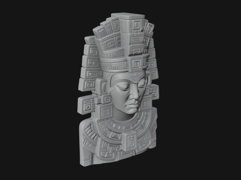 Aztec Warrior Bust Statue Design 5 - 3D Print Model 3D Print Model