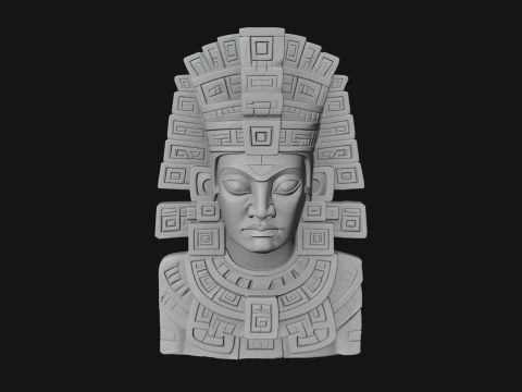 Aztec Warrior Bust Statue Design 5 - 3D Print Model 3D Print Model