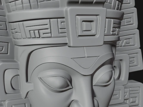 Aztec Warrior Bust Statue Design 5 - 3D Print Model 3D Print Model