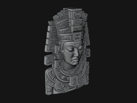 Aztec Warrior Bust Statue Design 5 - 3D Print Model 3D Print Model