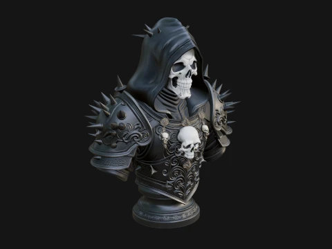 Hooded Skeleton Reaper Bust Statue Design 13 - 3D Print Model 3D Print Model