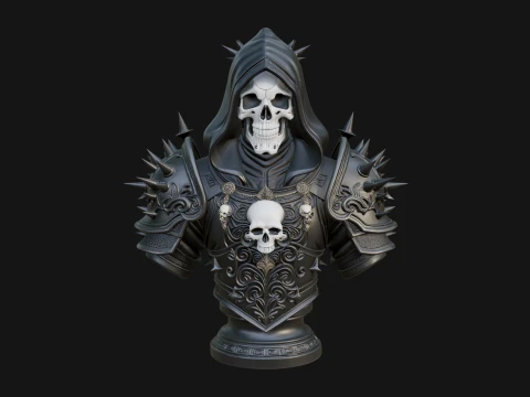 Hooded Skeleton Reaper Bust Statue Design 13 - 3D Print Model 3D Print Model