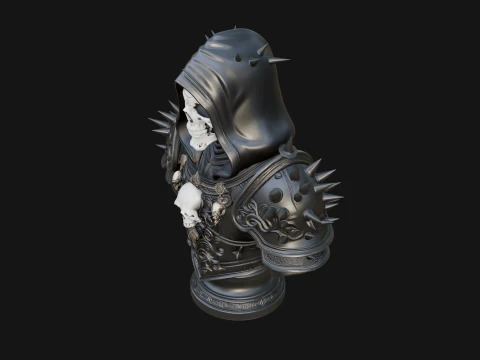 Hooded Skeleton Reaper Bust Statue Design 13 - 3D Print Model 3D Print Model
