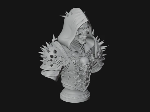 Hooded Skeleton Reaper Bust Statue Design 13 - 3D Print Model 3D Print Model