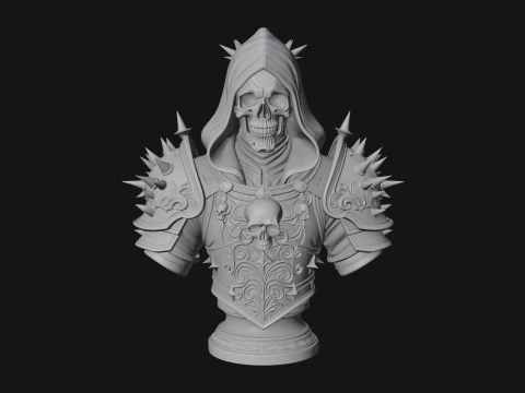 Hooded Skeleton Reaper Bust Statue Design 13 - 3D Print Model 3D Print Model