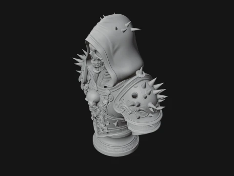 Hooded Skeleton Reaper Bust Statue Design 13 - 3D Print Model 3D Print Model