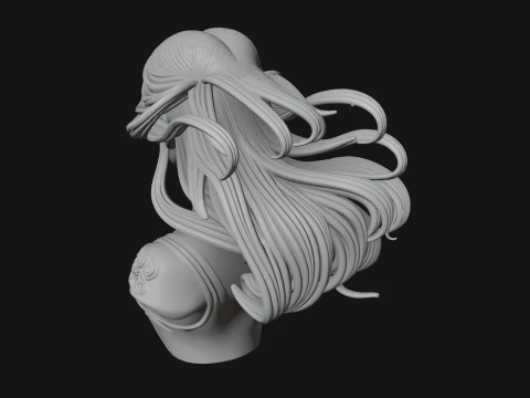 Flowing Hair Woman Bust Statue Design 7 - 3D Print Model 3D Print Model