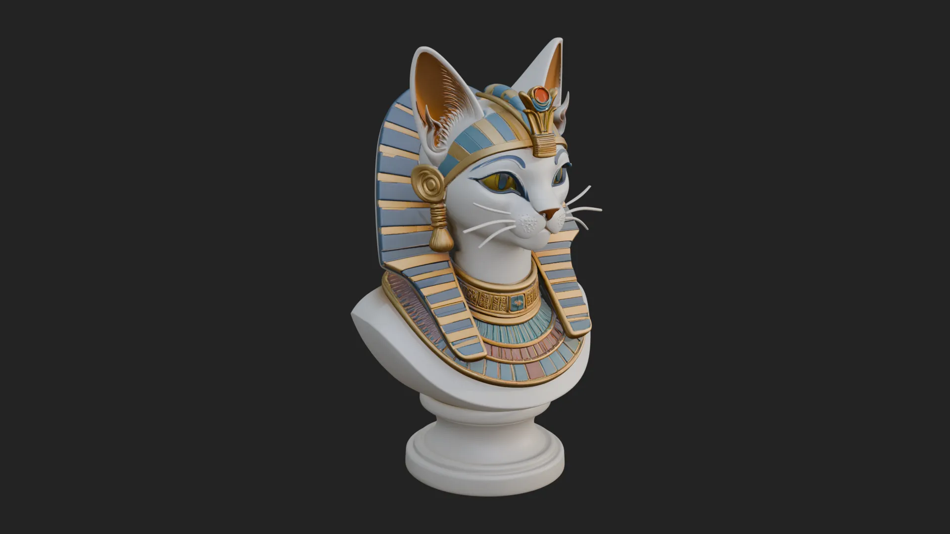 Bastet Cat Goddess Bust Statue Design 4 - 3D Print Model 3D Print Model .c4d .max .obj .3ds .fbx .stl .blend