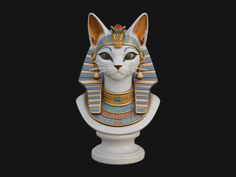 Bastet Cat Goddess Bust Statue Design 4 - 3D Print Model 3D Print Model