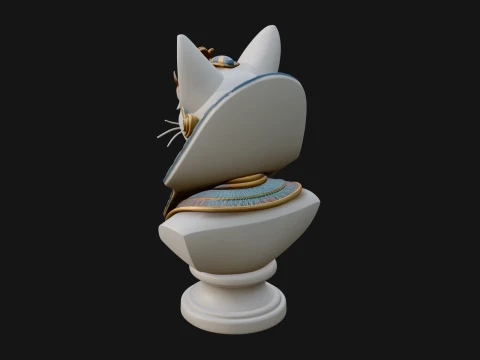 Bastet Cat Goddess Bust Statue Design 4 - 3D Print Model 3D Print Model