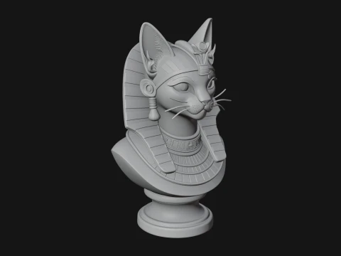 Bastet Cat Goddess Bust Statue Design 4 - 3D Print Model 3D Print Model