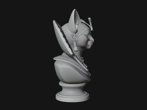 Bastet Cat Goddess Bust Statue Design 4 - 3D Print Model 3D Print Model