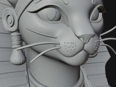 Bastet Cat Goddess Bust Statue Design 4 - 3D Print Model 3D Print Model