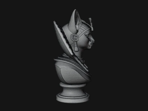 Bastet Cat Goddess Bust Statue Design 4 - 3D Print Model 3D Print Model