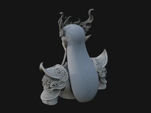 Horned Elf Lord Bust Statue Design 7 - 3D Print Model 3D Print Model