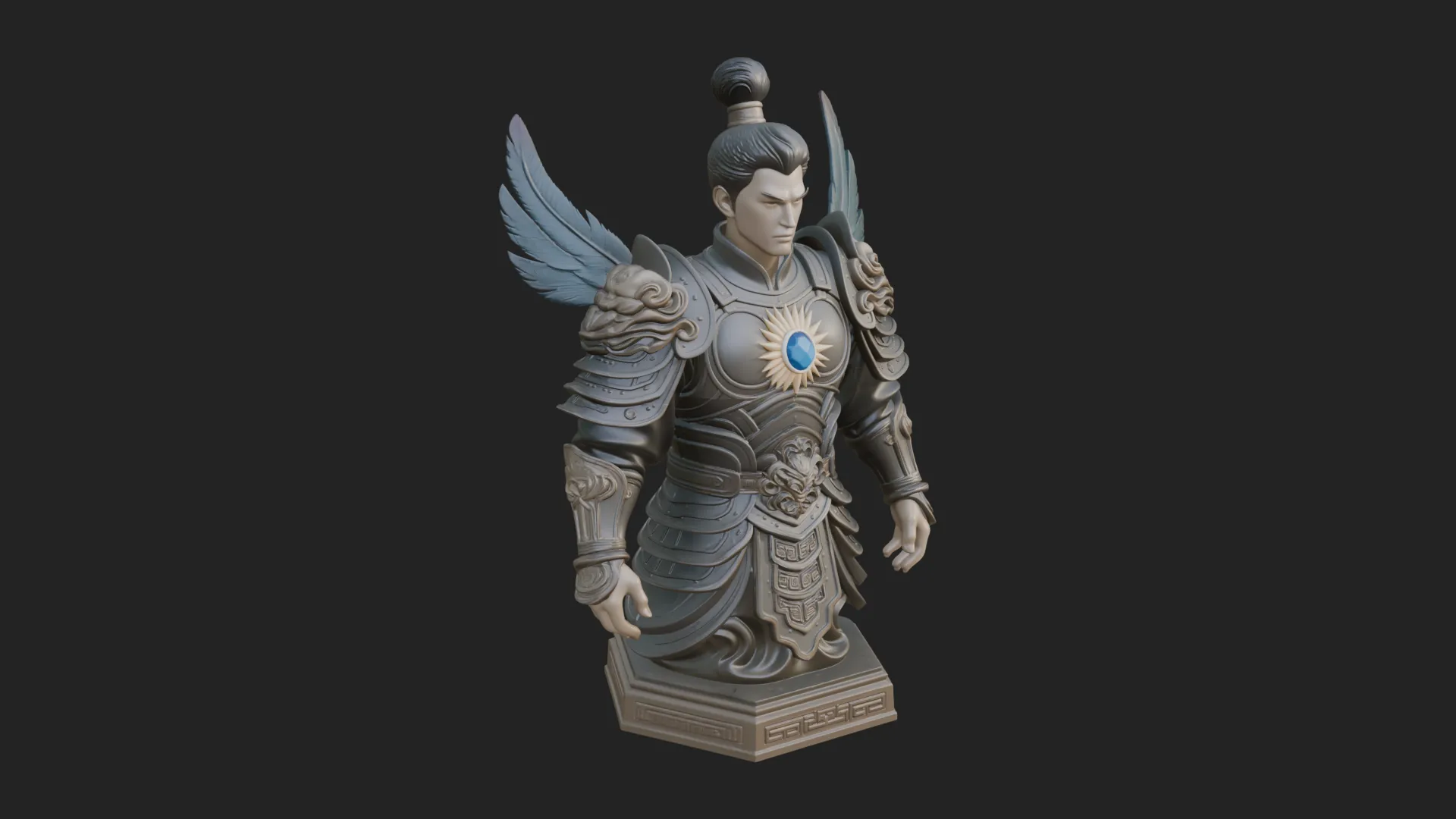 Winged Chinese Guardian Statue Design 1 - 3D Print Model 3D Print Model .c4d .max .obj .3ds .fbx .stl .blend 