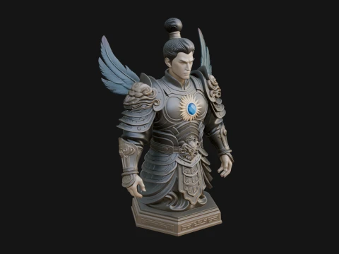 Winged Chinese Guardian Statue Design 1 - 3D Print Model Modèles 3D en vedette