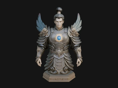 Winged Chinese Guardian Statue Design 1 - 3D Print Model 3D Print Model