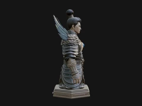 Winged Chinese Guardian Statue Design 1 - 3D Print Model 3D Print Model
