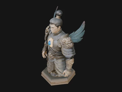Winged Chinese Guardian Statue Design 1 - 3D Print Model 3D Print Model