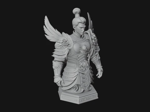 Winged Chinese Guardian Statue Design 1 - 3D Print Model 3D Print Model