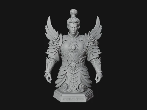 Winged Chinese Guardian Statue Design 1 - 3D Print Model 3D Print Model
