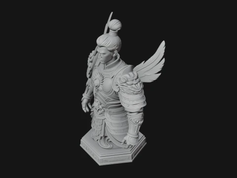 Winged Chinese Guardian Statue Design 1 - 3D Print Model 3D Print Model
