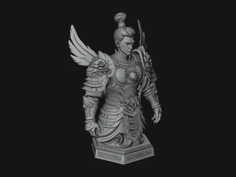 Winged Chinese Guardian Statue Design 1 - 3D Print Model 3D Print Model