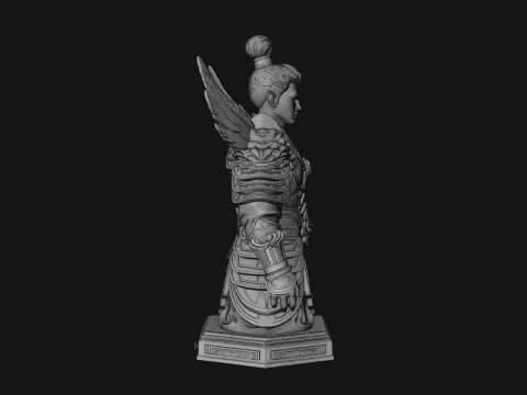 Winged Chinese Guardian Statue Design 1 - 3D Print Model 3D Print Model