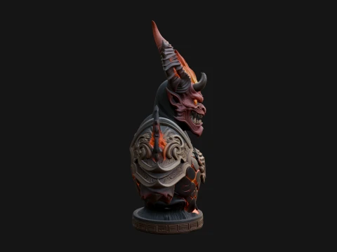 Horned Dragon Demon Bust Statue Design 5 - 3D Print Model 3D Print Model