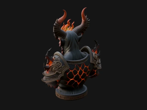 Horned Dragon Demon Bust Statue Design 5 - 3D Print Model 3D Print Model