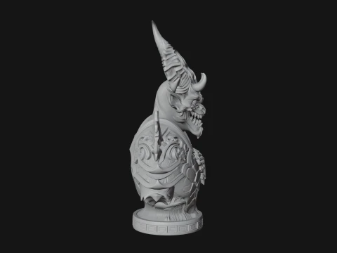Horned Dragon Demon Bust Statue Design 5 - 3D Print Model 3D Print Model