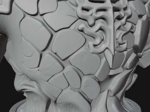 Horned Dragon Demon Bust Statue Design 5 - 3D Print Model 3D Print Model