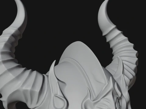 Horned Armor Display Bust Statue Design 4 - 3D Print Model 3D Print Model