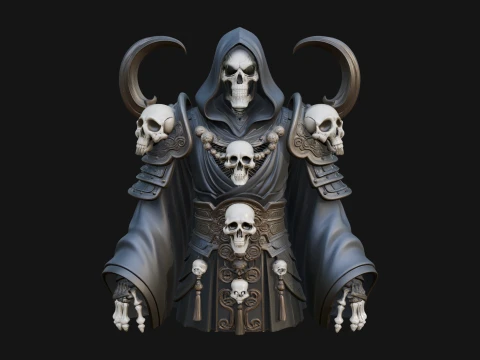 Hooded Skeleton Reaper Bust Statue Design 14 - 3D Print Model 3D Print Model