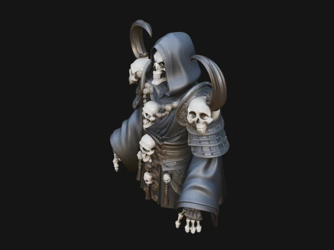 Hooded Skeleton Reaper Bust Statue Design 14 - 3D Print Model 3D Print Model