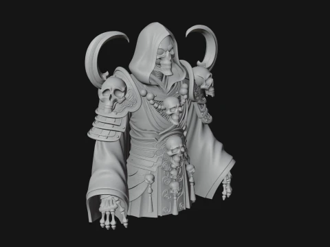 Hooded Skeleton Reaper Bust Statue Design 14 - 3D Print Model 3D Print Model