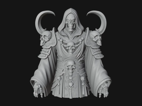 Hooded Skeleton Reaper Bust Statue Design 14 - 3D Print Model 3D Print Model